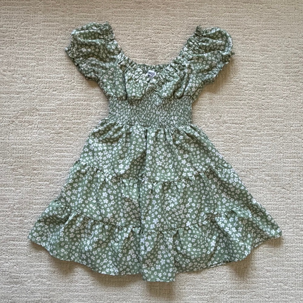 Princess Polly Green Floral Smocked Dress Puff Sleeve Milkmaid Cottagecore 4 - Picture 12 of 13